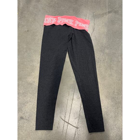 VTG Y2K Victorias Secret PINK pink grey FoldOver Leggings Sz M - Picture 1 of 5